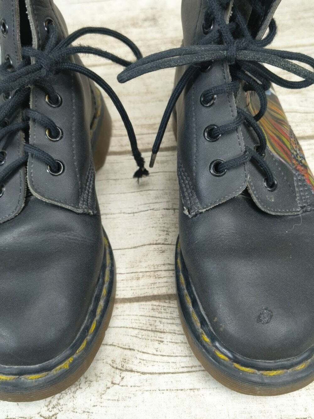 Vintage Dr. Martens 1460 Made in England Hand Painted Skull Beast Boots Size 4 - Picture 4 of 12